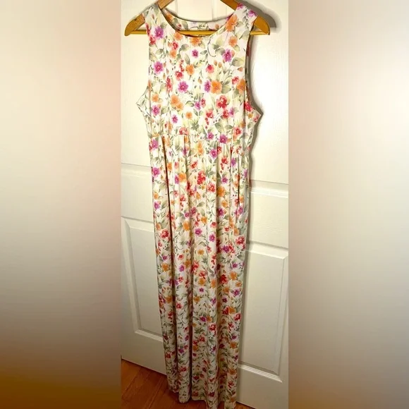 Honey and Lace Cream Floral Sleeveless Maxi Dress, 2XL, Spring, Summer - Picture 5 of 9
